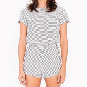 american apparel black / white striped romper